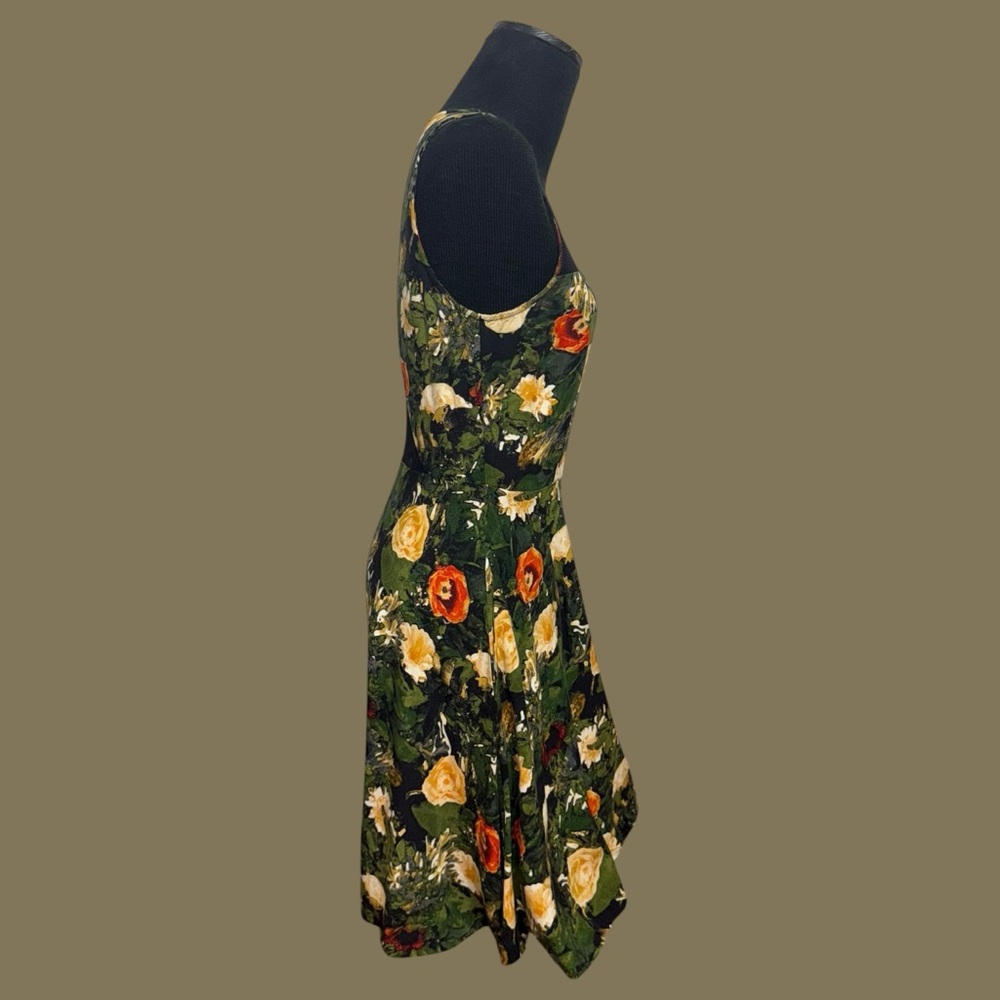 Jack Floral Mesh Panel Dress - Green and Orange - Picture 14 of 16